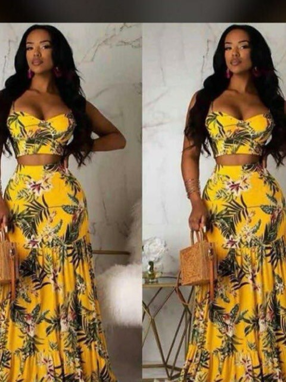Fashion Nova Yellow Tropical Floral Maxi Skirt - Picture 8 of 9